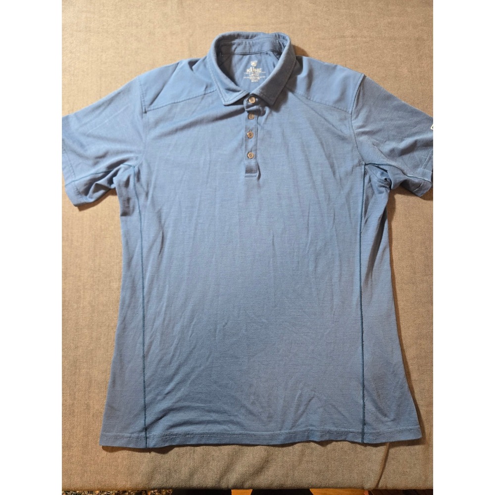 Kuhl Polo Shirt Mens Large Performance Merino Hiking Outdoors Golf Blue